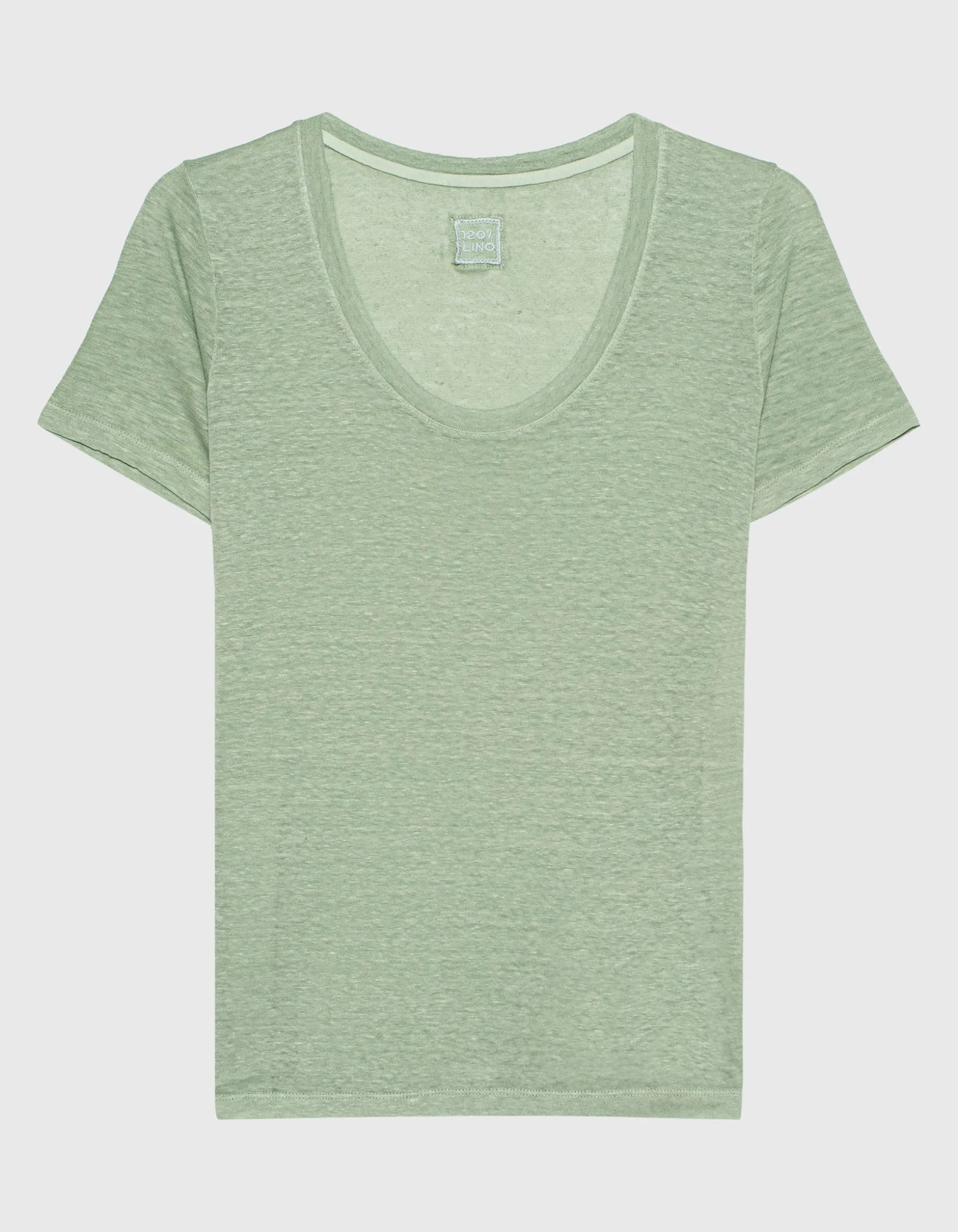Leinen-T-Shirt mit Rundhalsausschnitt