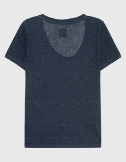Leinen-T-Shirt mit Rundhalsausschnitt