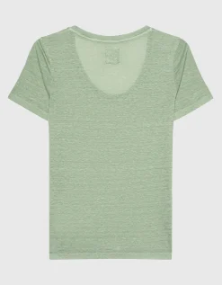 Leinen-T-Shirt mit Rundhalsausschnitt