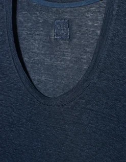Leinen-T-Shirt mit Rundhalsausschnitt
