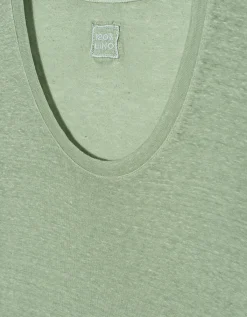 Leinen-T-Shirt mit Rundhalsausschnitt