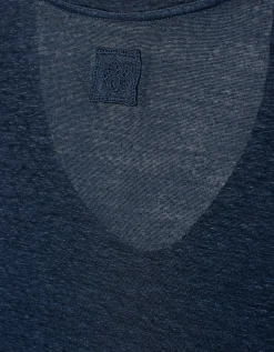 Leinen-T-Shirt mit Rundhalsausschnitt