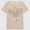 Leinen-T-Shirt mit Strasssteinen