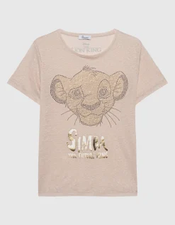 Leinen-T-Shirt mit Strasssteinen
