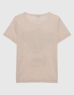 Leinen-T-Shirt mit Strasssteinen