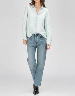 Loose-Fit Jeanshemd im Washed-Out Look