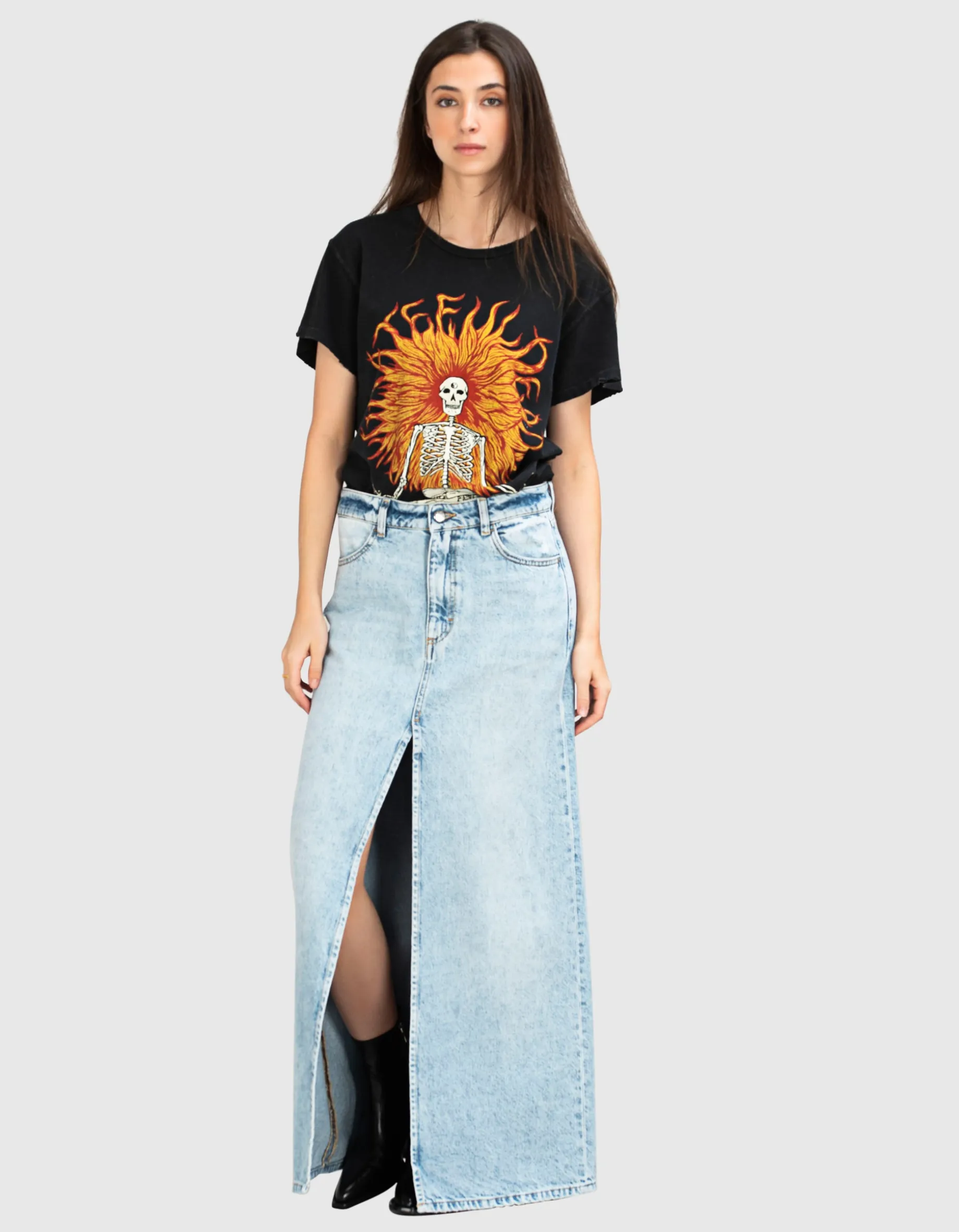 Maxi Jeans-Rock Sandy mit Gehschlitz
