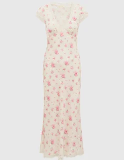 Maxi Seiden-Mix-Kleid Theodore