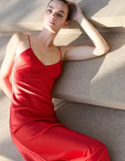 Maxi Seiden-Trägerkleid Mila