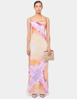 Maxi-Batik-Kleid mit abnehmbaren Ketten-Trägern