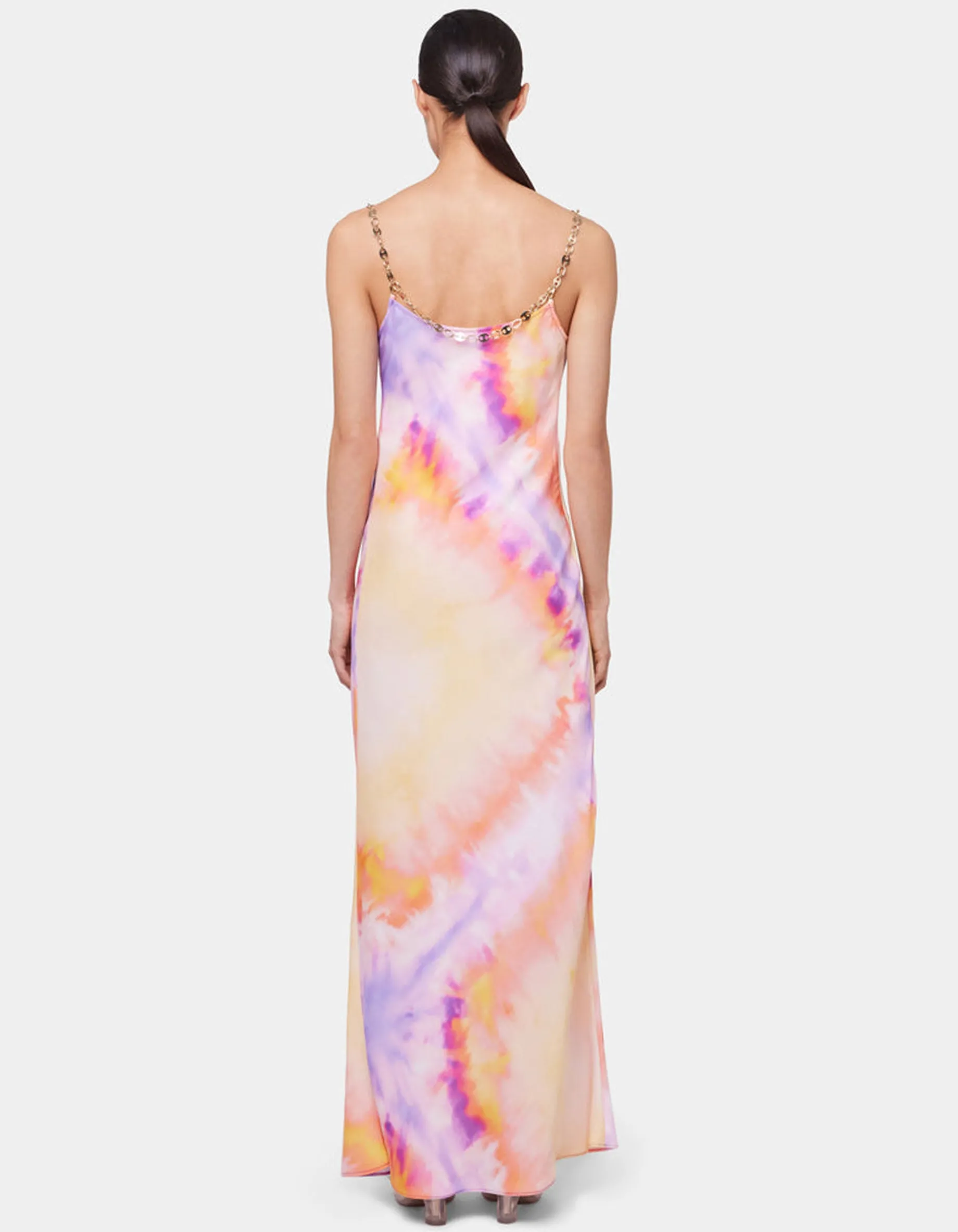 Maxi-Batik-Kleid mit abnehmbaren Ketten-Trägern