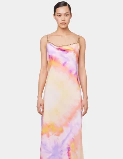 Maxi-Batik-Kleid mit abnehmbaren Ketten-Trägern