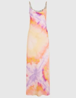 Maxi-Batik-Kleid mit abnehmbaren Ketten-Trägern