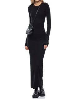 Maxi-Feinripp-Kleid mit Rundhalsausschnitt