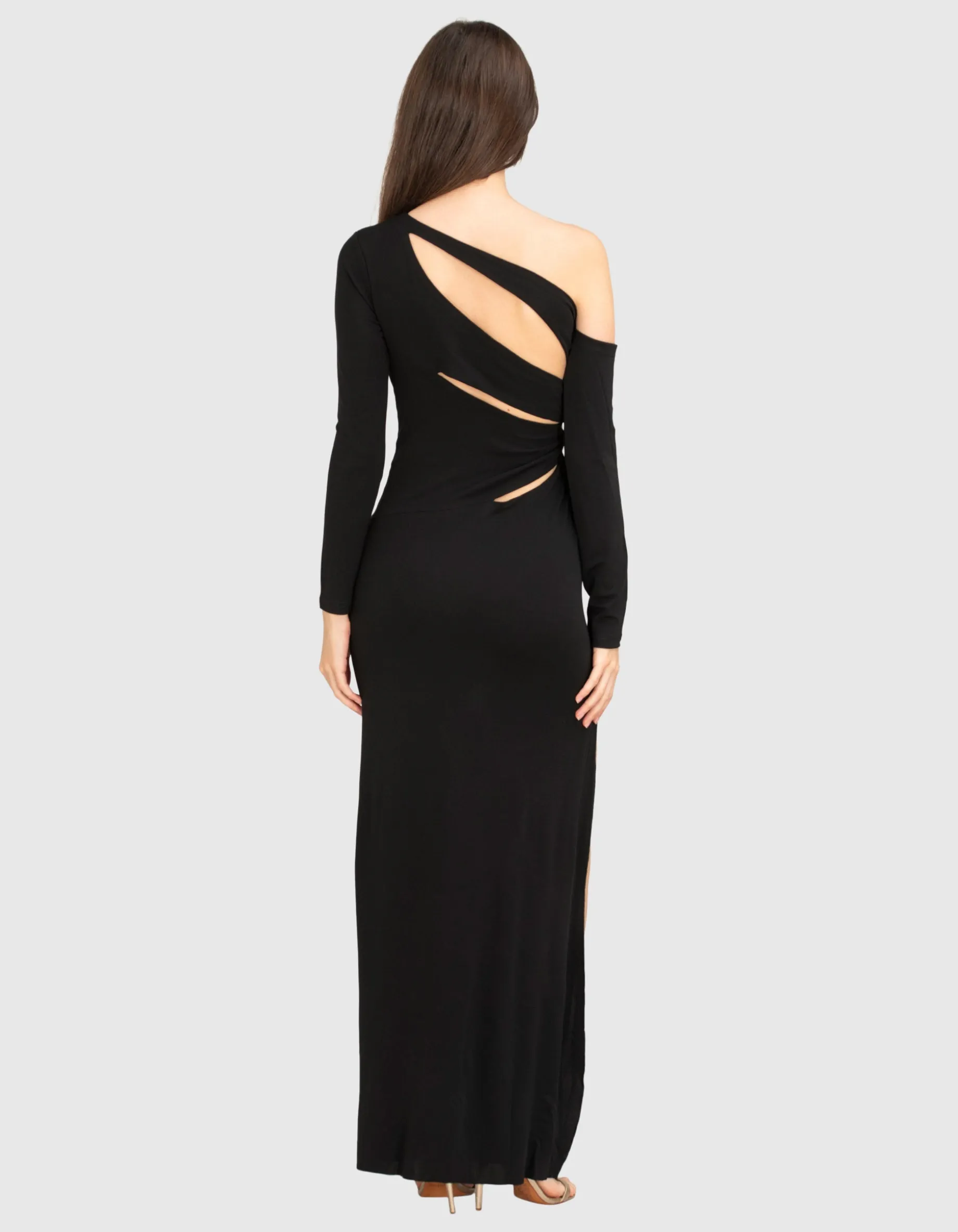 Maxi-Kleid mit Cut-Outs und Metall-Verzierung