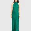 Maxi-Satin-Kleid mit Binde-Detail