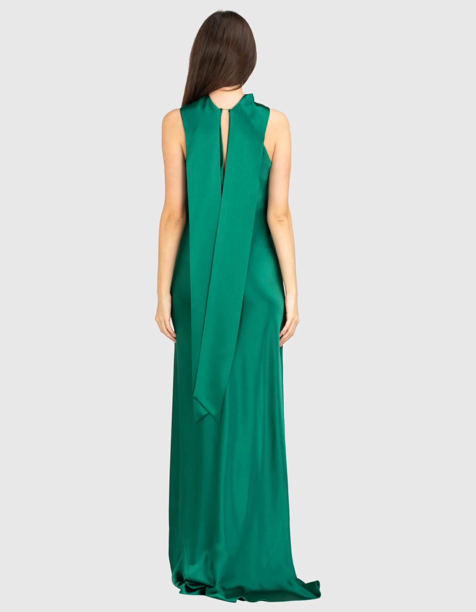 Maxi-Satin-Kleid mit Binde-Detail