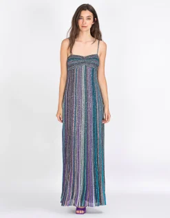 Maxi-Trägerkleid mit Pailletten und Effektgarn