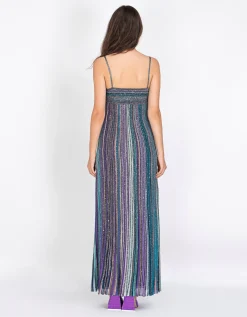 Maxi-Trägerkleid mit Pailletten und Effektgarn