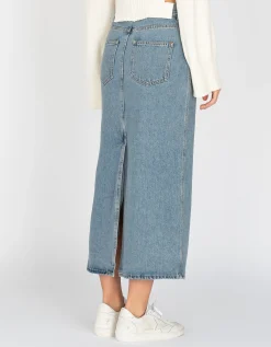 Midi Jeans-Rock mit Gehschlitz