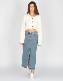 Midi Jeans-Rock mit Gehschlitz