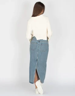 Midi Jeans-Rock mit Gehschlitz