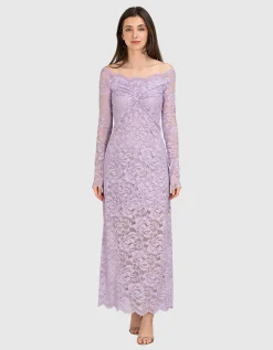 Midi Spitzen-Kleid mit Knotendetail