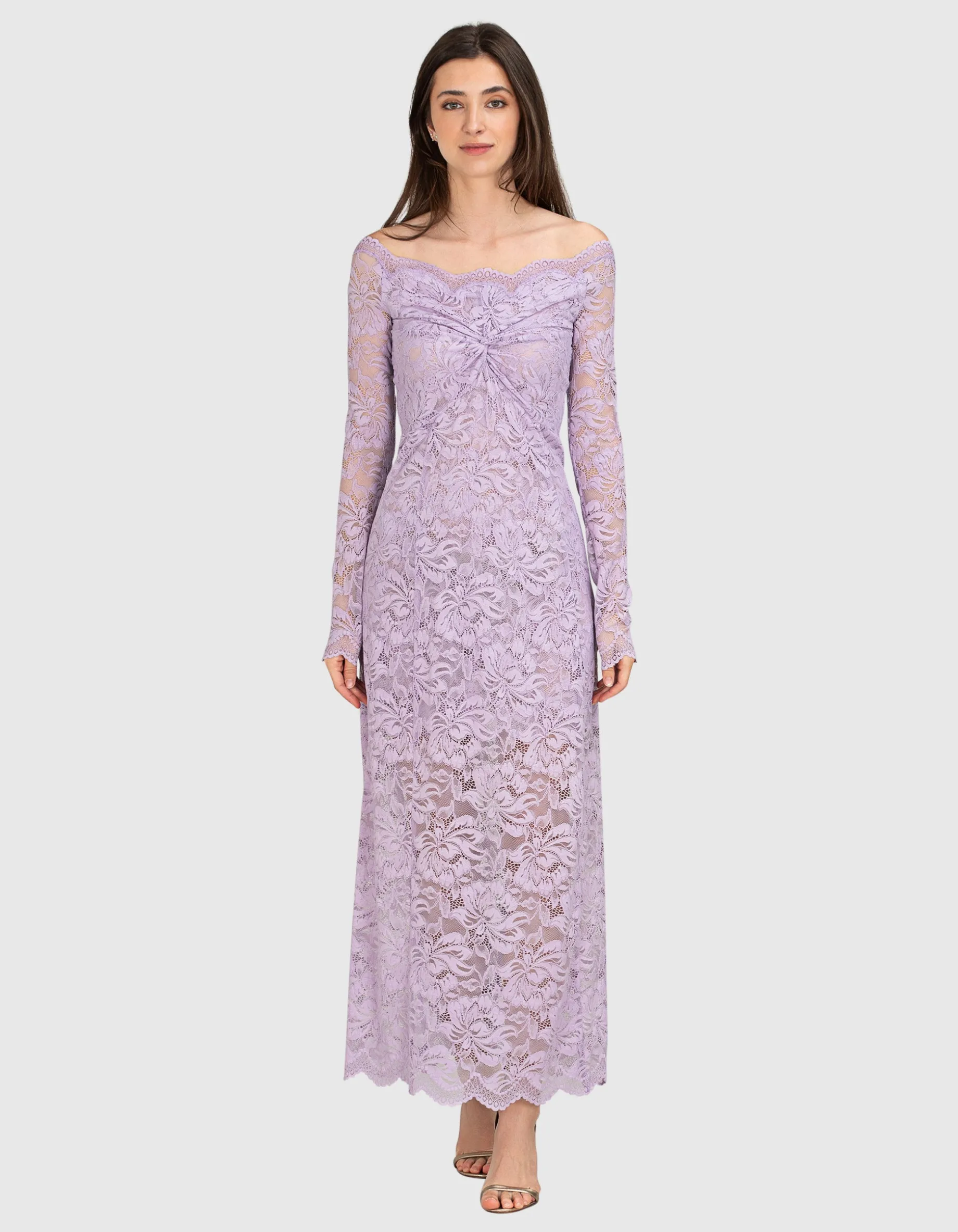 Midi Spitzen-Kleid mit Knotendetail