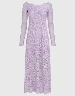 Midi Spitzen-Kleid mit Knotendetail
