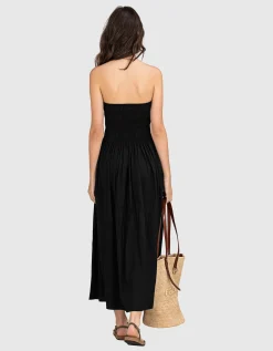 Midi-Bandeau-Popeline Kleid