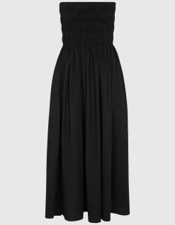 Midi-Bandeau-Popeline Kleid