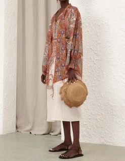 Midi-Kleid Rhiannon im Cape-Stil mit Bindegürtel