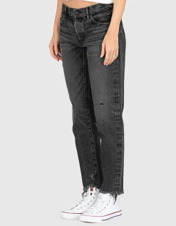 Mid-Waist Destroyed Jeans