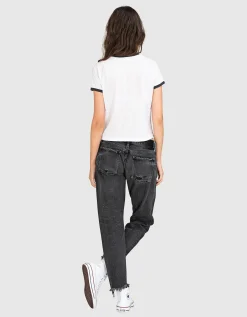 Mid-Waist Destroyed Jeans