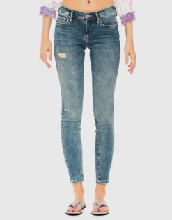 Mid-Waist Skinny Jeans mit Destroyed-Details