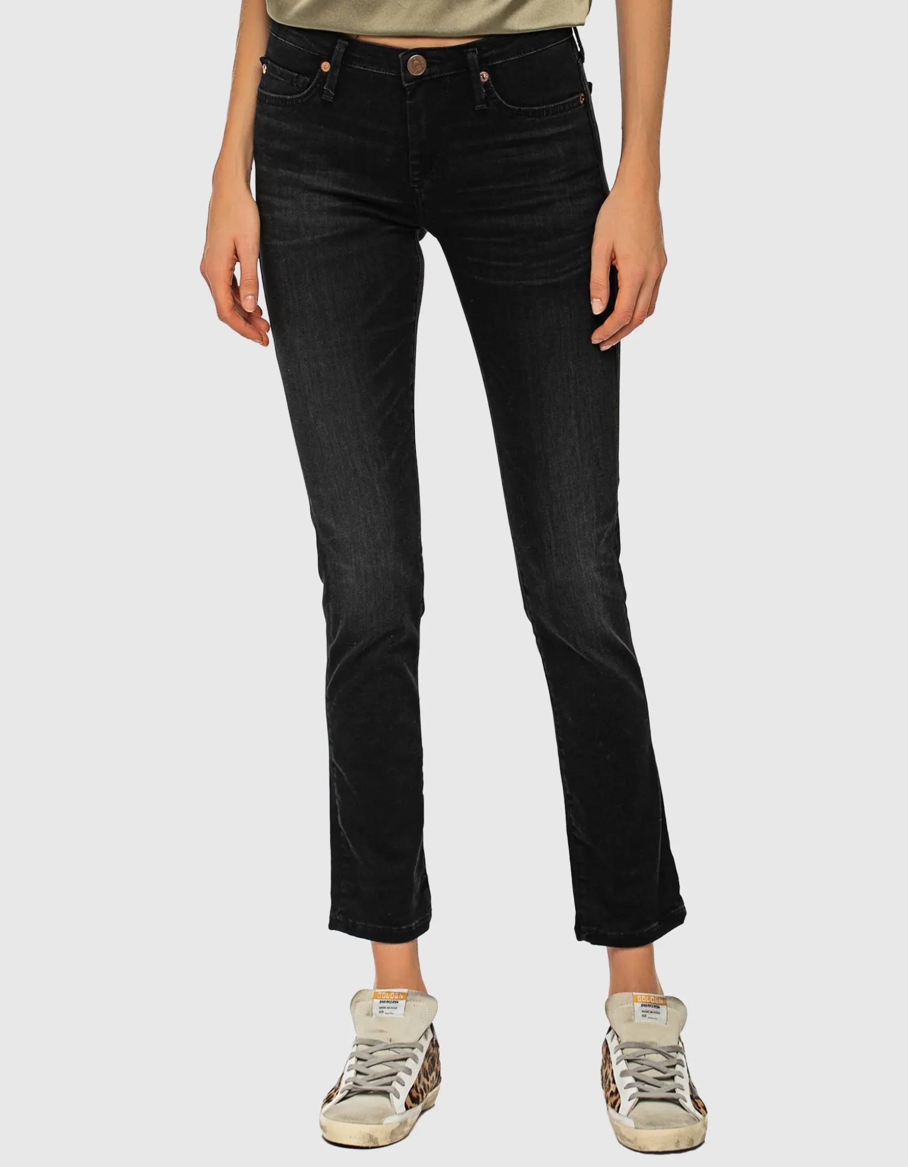 Mid-Waist Straight-Leg Jeans