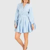 Mini Leinen-Kleid mit Bindegürtel