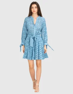 Mini Leinen-Kleid mit Bindegürtel