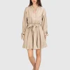 Mini Leinen-Kleid mit Bindegürtel