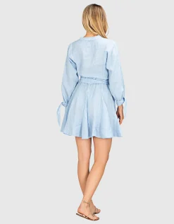 Mini Leinen-Kleid mit Bindegürtel