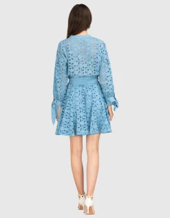 Mini Leinen-Kleid mit Bindegürtel