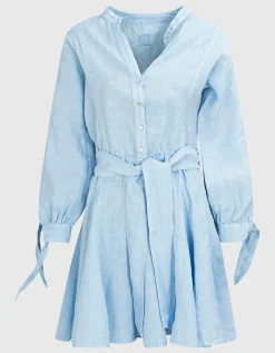 Mini Leinen-Kleid mit Bindegürtel