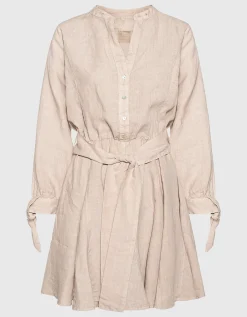 Mini Leinen-Kleid mit Bindegürtel