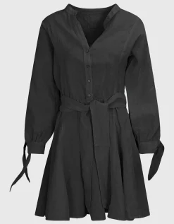Mini Leinen-Kleid mit Bindegürtel