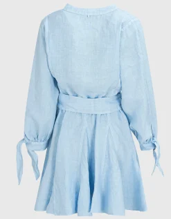 Mini Leinen-Kleid mit Bindegürtel