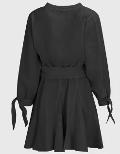 Mini Leinen-Kleid mit Bindegürtel