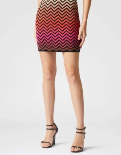 Minirock aus Baumwolle und Viskose mit Dégradé Chevron