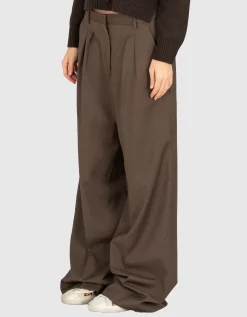 Nadelstreifen-Wide-Leg Woll-Hose