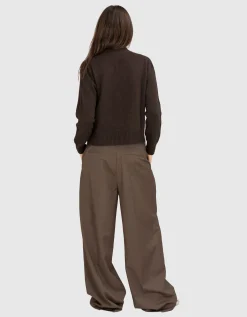 Nadelstreifen-Wide-Leg Woll-Hose
