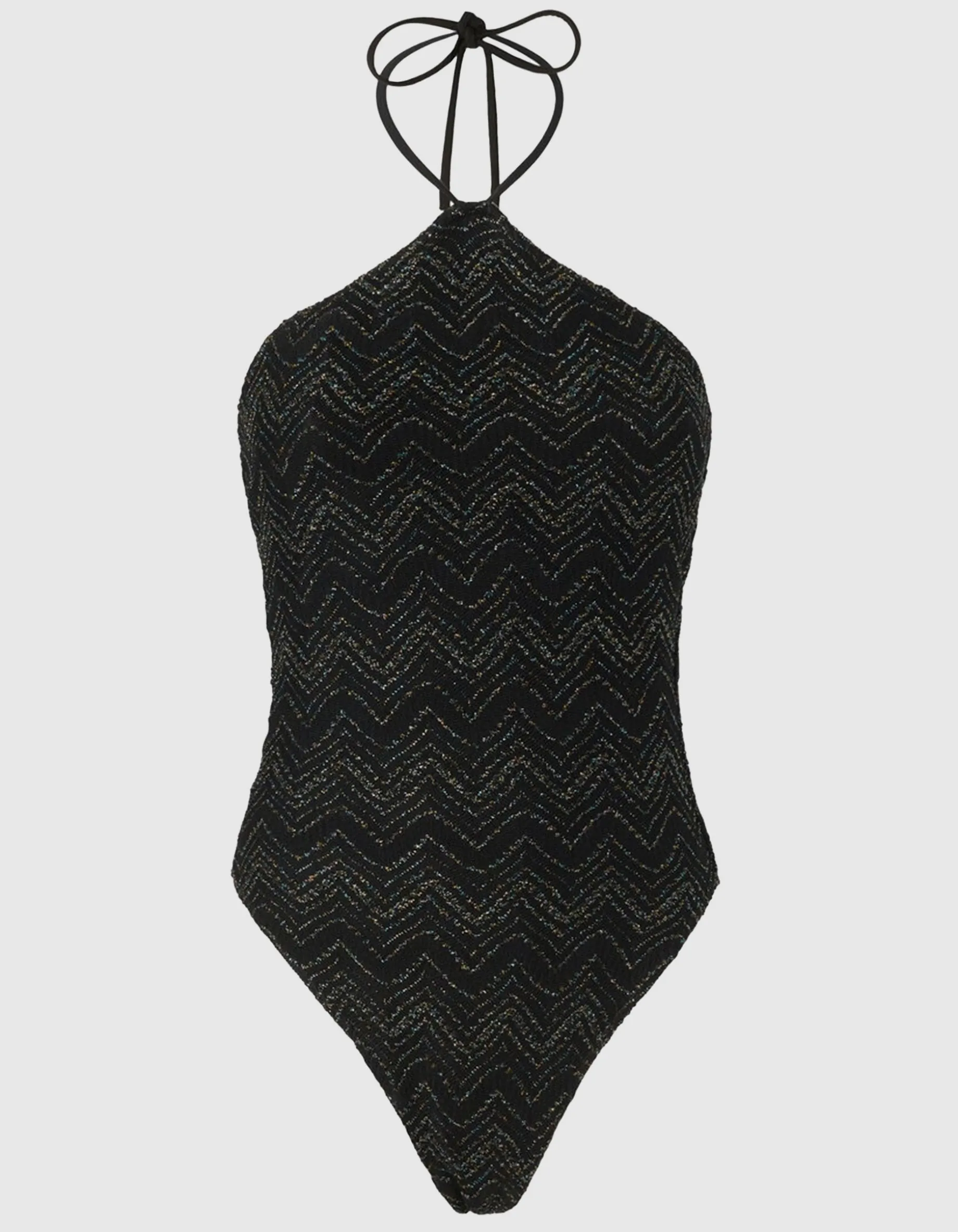 Neckholder-Badeanzug aus Zick-Zack-Lamé aus Viskose